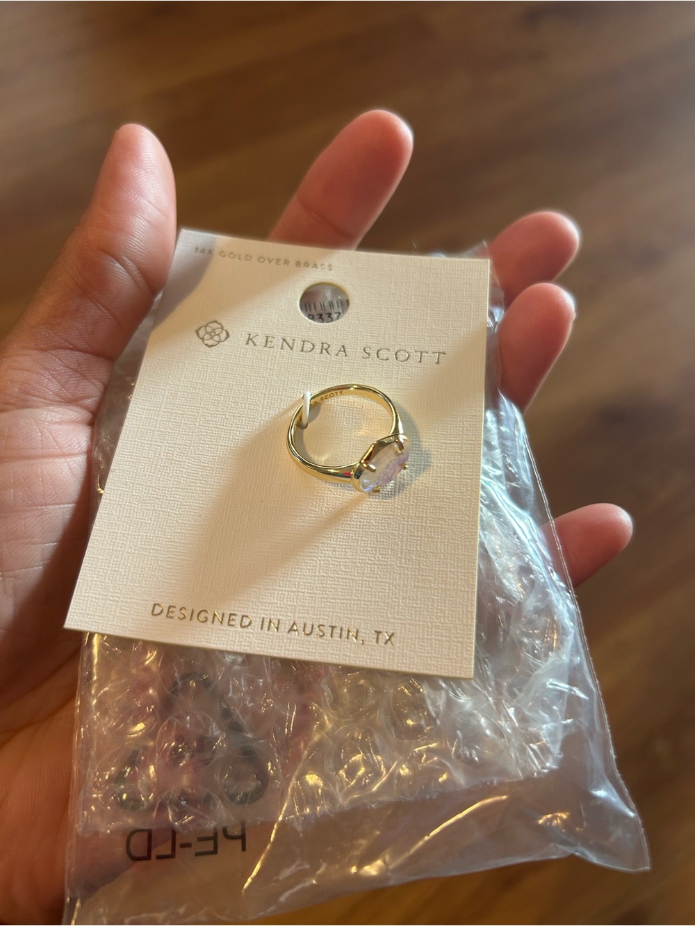 Kendra Scott Gold Ring with Clear/Opalescent Stone